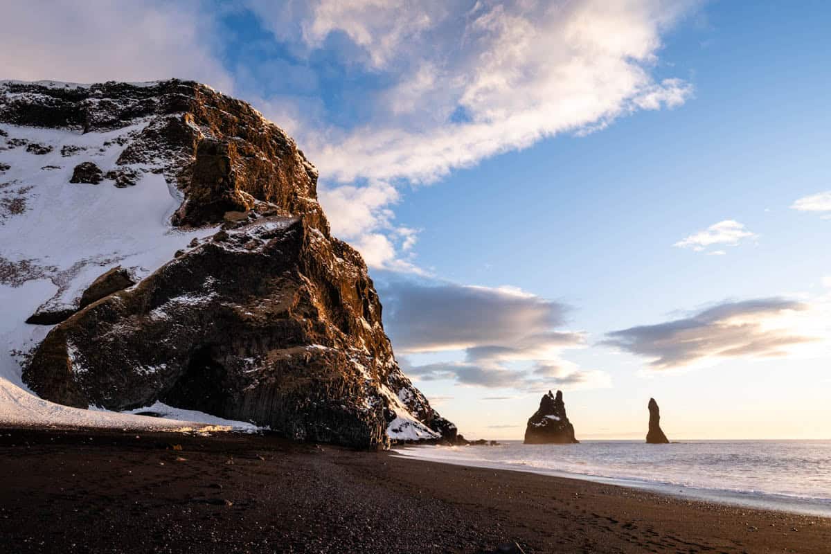 Reynisfjara Beach Iceland in Winter