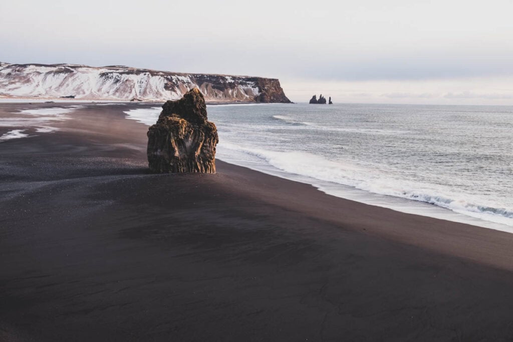Reynisfjara Beach, Iceland, in the winter